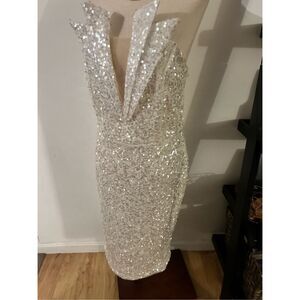 Fashion Nova White Sequin Mini Dress